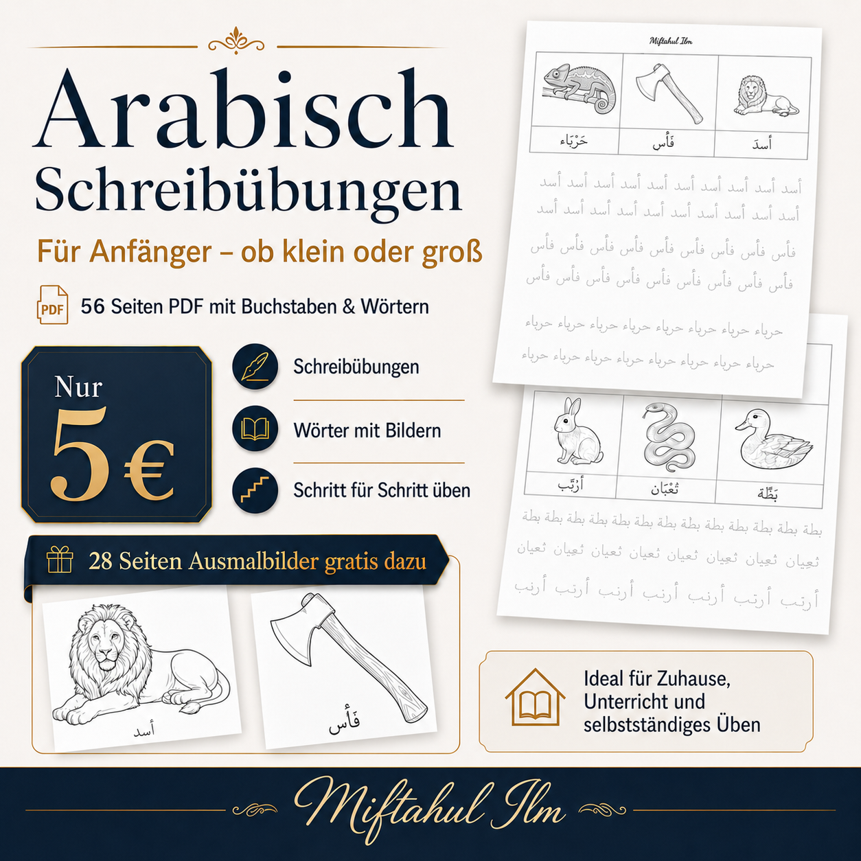 Arabische Buchstaben Wörter Übungen schreiben